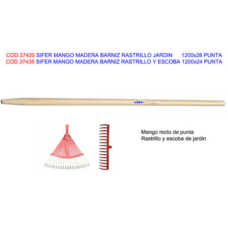 SIFER sifer mango madera barniz rastrillo jardin 1200x28 punta