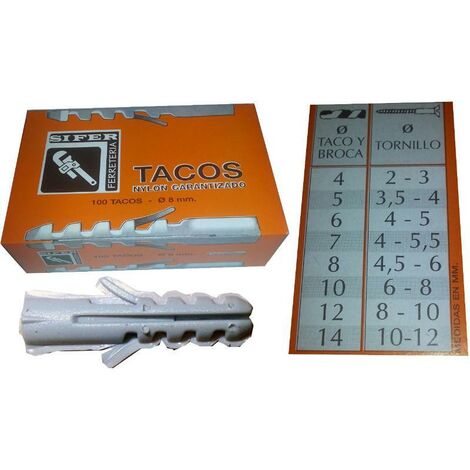 SIFER sifer taco nylon gris   8x40 caja de 100 und 6008-s , sifer taco nylon gris   8x40 caja de 100 und 6008-s