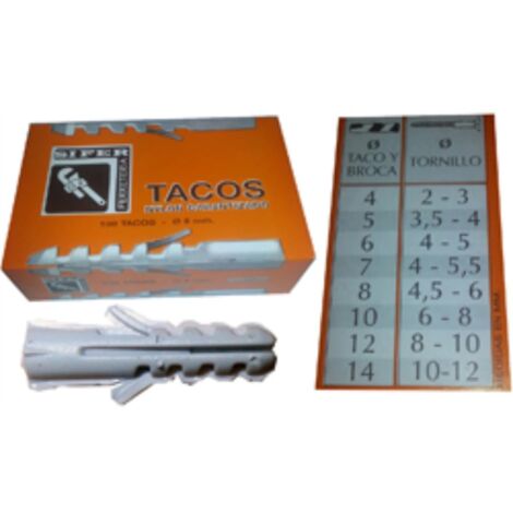 SIFER Taco de nylon 6007/S color gris 7x30 (Caja de 100 unidades)