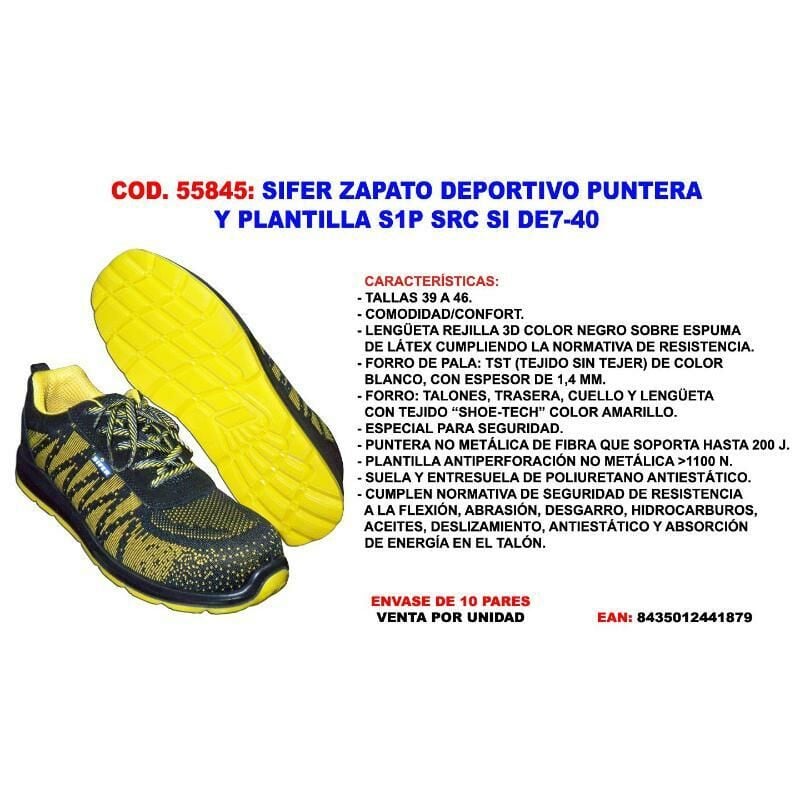 

sifer zapatilla seguridad puntera y plantilla s1p src si de7-40 - Mibricotienda