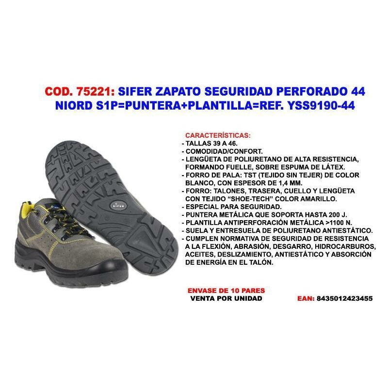 

MIBRICOTIENDA sifer zapato seguridad perfor.44 niord s1p punt.+plant. yss9190