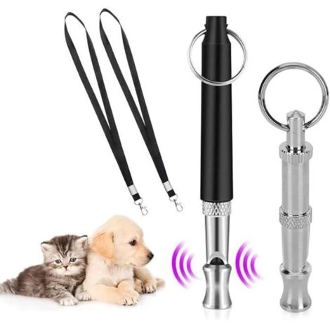 Sifflet de dressage - Professionnel - Lot de 2 - Ultrasons silencieux - Réglable - Acier inoxydable