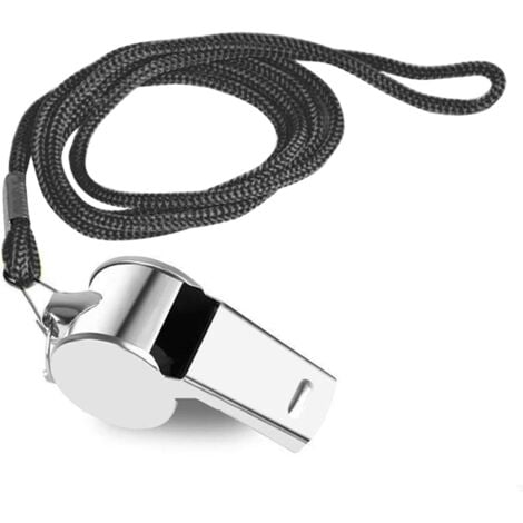 Sifflets, Metal Sifflet à Roulette, Sifflet Puissant et Net, Métal Sifflet avec Une Longe en Nylon Amovible(Argent)