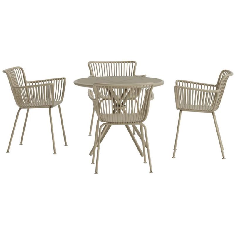Ebuy24 Sifnos Gartenset Tisch 90x90cm 4 Stühle Beige.