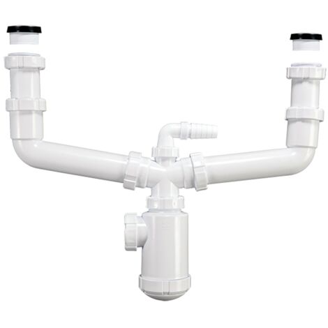 Sifón botella con doble racor extensible asiento plano y cónico salida horizontal R-28 - RIUVERT
