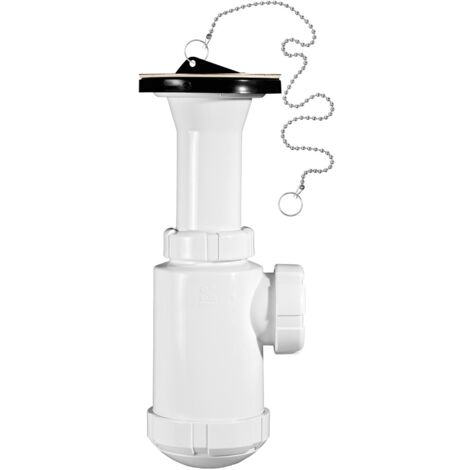 Sifón botella con válvula extensible, tapón y cadena R-54 - RIUVERT Medidas: 1.1/2"