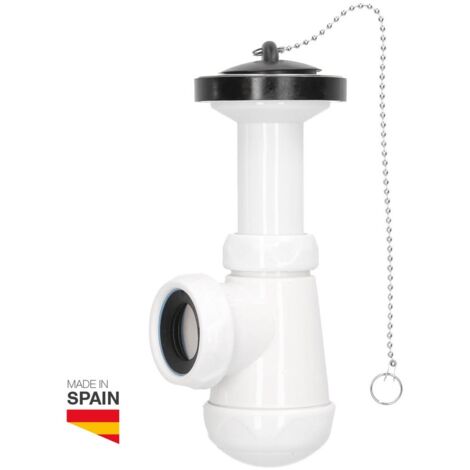 Sifón botella corto extensible con válvula para lavabo y bidet