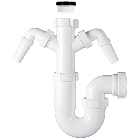 Sifón curvo con racor extensible y 2 tomas electrodomésticos  R-83 - RIUVERT