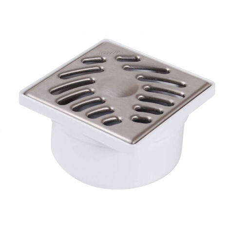 Sifón de 97x97 mm con rejilla de acero inoxidable, espita Ø93/50/40 mm