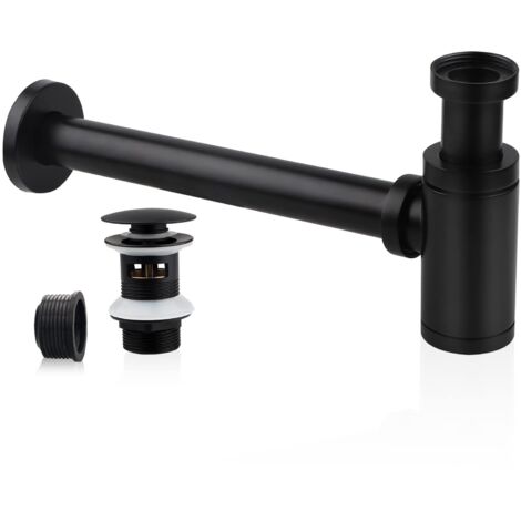 Sifón de fregadero con desagüe para fregadero, sifón de fregadero universal de acero inoxidable de 1 1/4 x 32 mm, sifón de fregadero de baño, sifón de tubo de metal, sifón de fregadero ajustable, colo