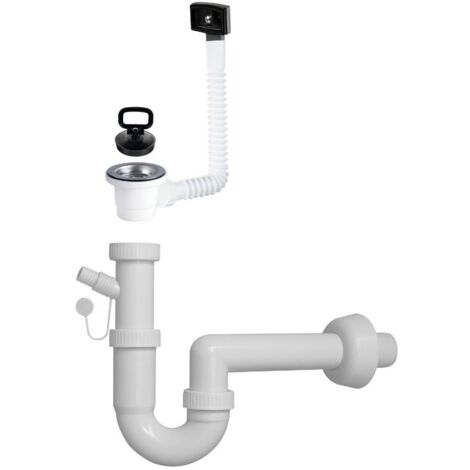 Sifón De Botella Para Lavabo 1 1/2 40ø - Con Rebosadero, Juego De Desagüe, Blanco, Marca Belvit