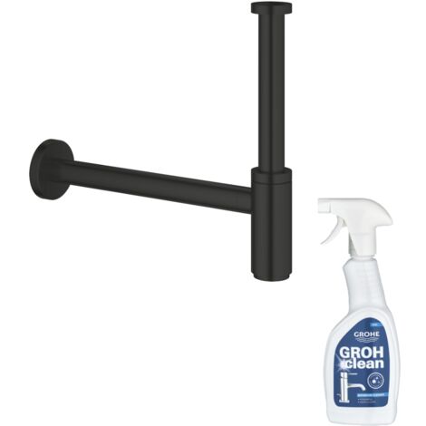 Sifón de fregadero GROHE negro mate + limpiador GrohClean