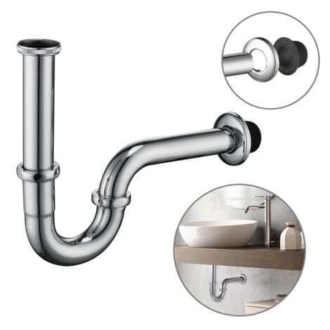 Sifón de Lavabo Curvo en Acero Inoxidable Cromado – Tubo Antiolores con Conexión G1 1/4"