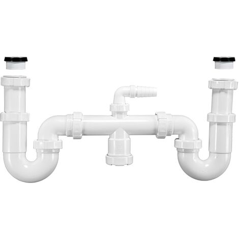 Sifón doble curvo con racor extensible asiento plano y cónico, salida orientable R-23 - RIUVERT