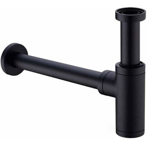 Sifón universal de acero inoxidable para fregadero de 1 1/4 x 32 mm, ajustable y resistente a olores, color negro