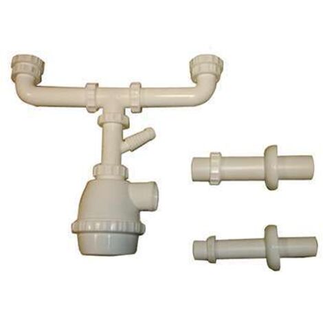 Sifone a bottiglia a 2 vie 1 1/4" e 1 1/2" x 32 - 40 mm per cucina