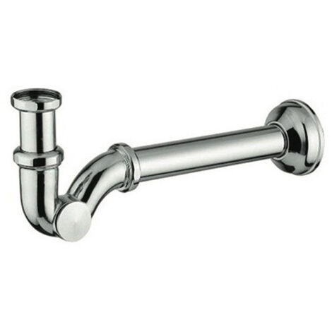 Sifone a S in ottone cromato 1" senza piletta – Tubo regolabile per lavabo