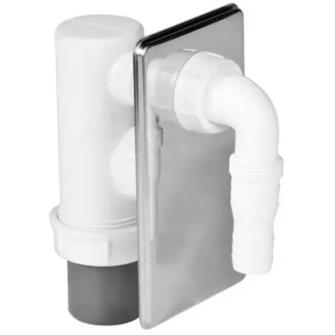 Sifone ad incasso in polipropilene pp per lavatrice o lavastoviglie con placca in acciaio inox cromata Ø40 NICOLL