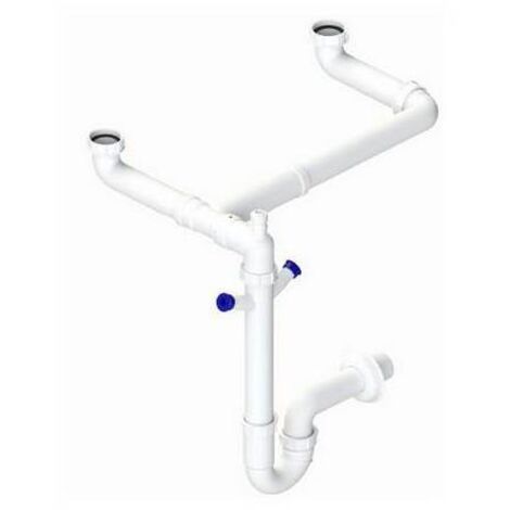 SIFONE AUTOPULENTE A 2 VIE E 2 ATTACCHI LAVASTOVIGLIE Uscita DN40 DH