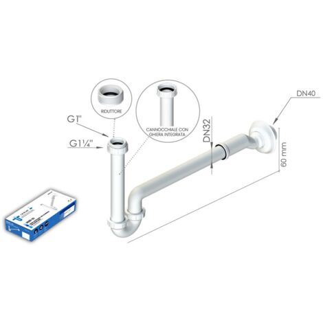 Sifone autopulente con eccentrico per lavabo e bidet DS211-33