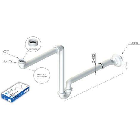 Sifone autopulente salvaspazio con eccentrico pe lavabo DS716-33