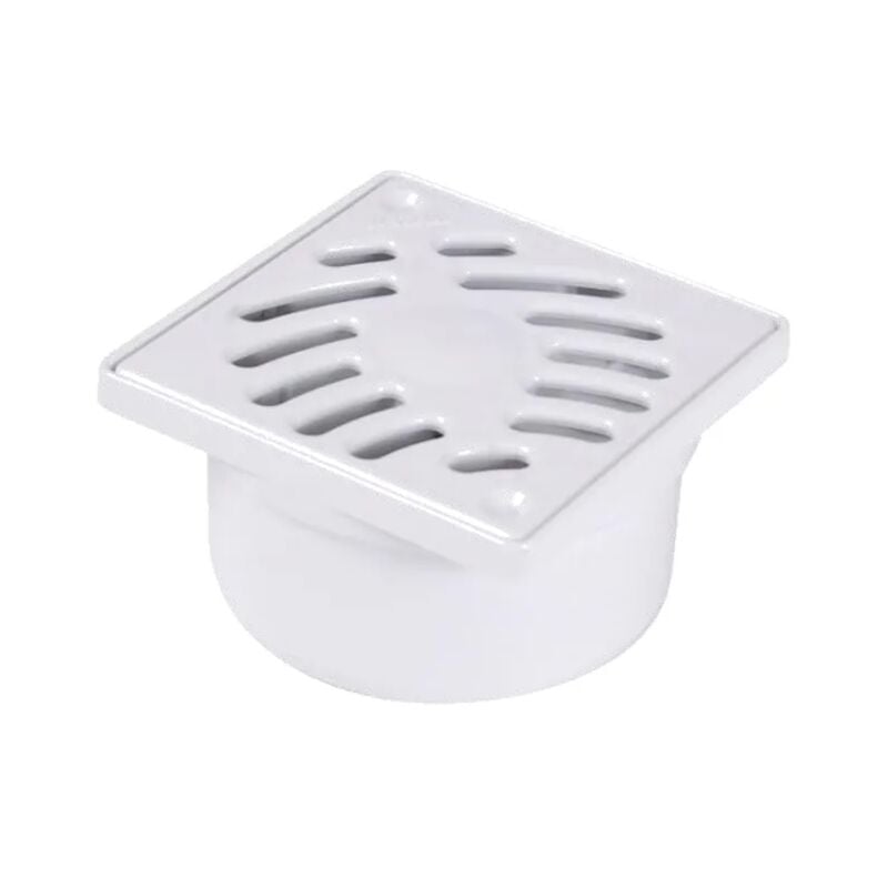 Sifone con griglia in pvc bianco, rubinetto Ø50/40 mm, griglia 10 x 10 cm Nicoll