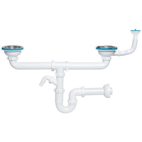 Sifone doppio tubolare da 115 mm per lavello, ingresso lavastoviglie