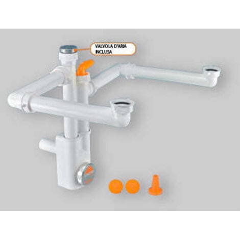 LIRA Spazio 2nt sifone salvaspazio Isp.+scar. Ø40 bianco 9.1285.01