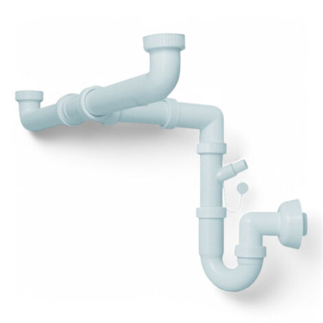 Sifone moplen libero 2 vie con scarico 1 1/2 per lavello
