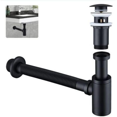 Sifone per lavabo con scarico a valvola a scomparsa, sifone universale in ottone con tappo per lavabo e apertura di pulizia.