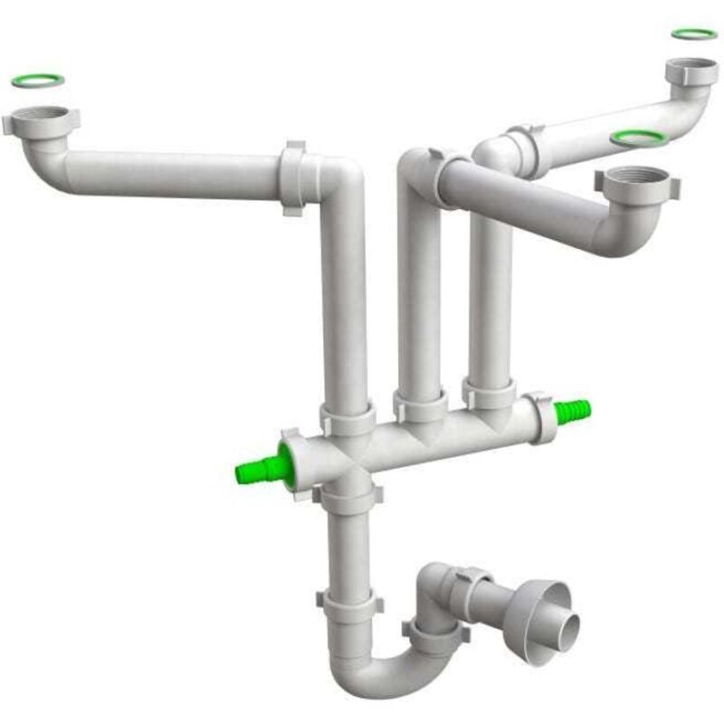 Kiamami Valentina - Siphon D'évier De Cuisine 3 Bacs à Faible Encombrement Space 3