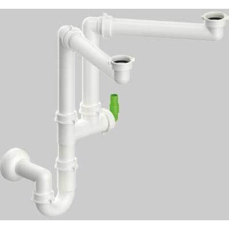 SIFONE PER LAVELLO SALVASPAZIO A 2 VIE CON ATTACCO LAVASTOVIGLIE 11/2 x Ø40 mm 11/2 x Ø40 mm - 1 pezzi - Idroweb