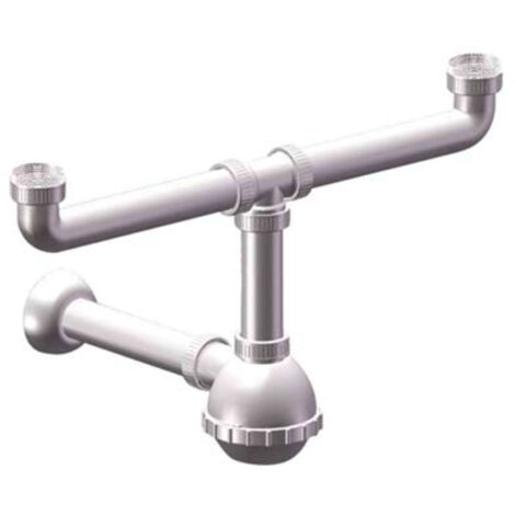 SIFONE PP A BOTTIGLIA 2 VASCHE - BIANCO MM 40/32 1"1/4 - 5 pezzi