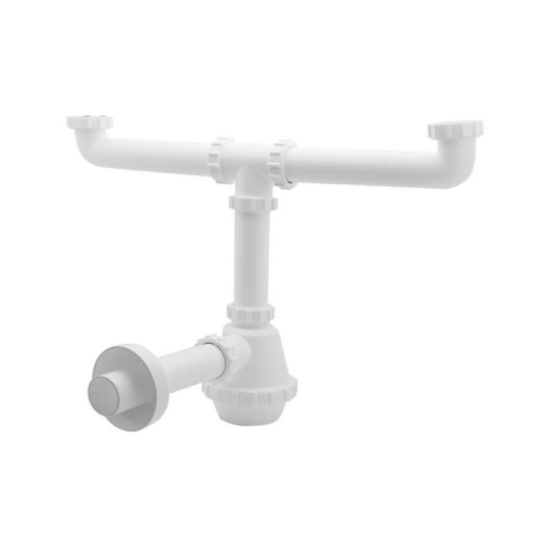 Sifone Due Vie Acquastilla Con Piletta E Scarico - Multicolore, Per Lavandino