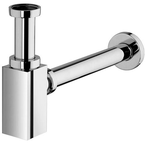 Sifone quadrato in ottone cromato 11/4 per lavabi d'appoggio o sospesi