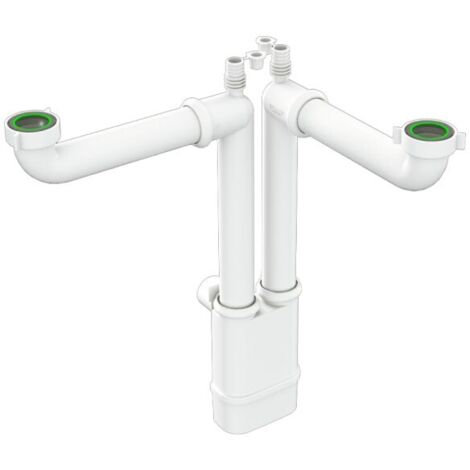SIFONE SCARICO 2 VIE SENZA PILETTA ISPEZIONABILE PER LAVELLO IN ACCIAIO INOX E CERAMICA CON 2 ATTACC - 11/2 X ø40 MM  - BON