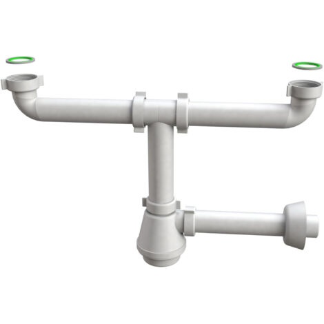 SIFONE SCARICO 2 VIE SENZA PILETTA PER LAVELLO IN ACCIAIO INOX MODELLO FIASCA - 11/2 X ø40X230 MM  - BON