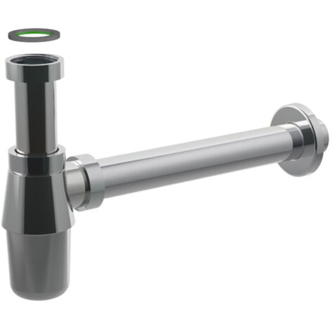 SIFONE SCARICO A BOTTIGLIA IN OTTONE CROMATO SENZA PILETTA PER LAVABO - ATTACCO PILETTA 1 - SCARICO ø26X250 MM  - BON