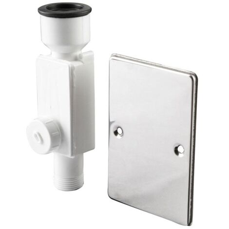 Sifone scarico condensa ad incasso in polipropilene bianco con placca di fissaggio cromata 110x160 mm M721