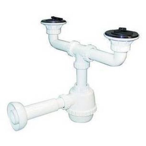 SIFONE SCARICO IN PVC 2 VIE 1"1/4 CON PILETTE PER LAVELLO PORCELLANA CERAMICA