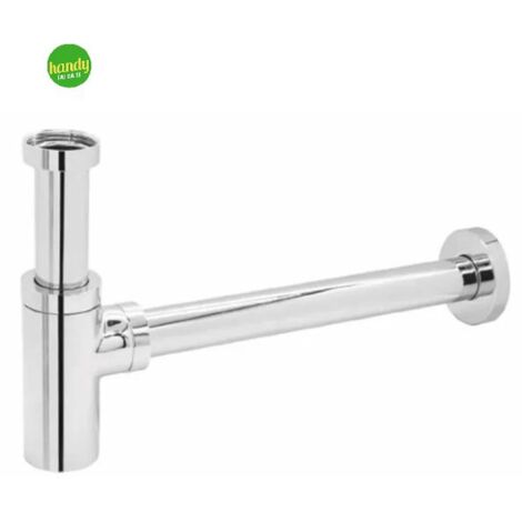 Sifone scarico tondo d'arredo in ottone cromato senza piletta per lavabo modello visual 11/4" x 32mm AMBRA WATER