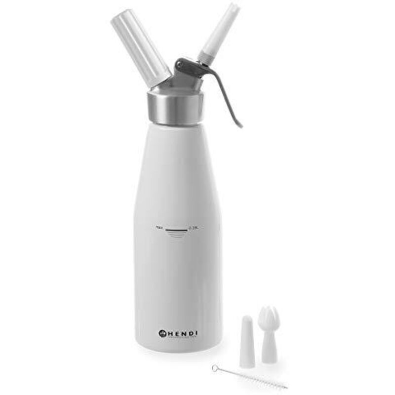 Hendi Sifone per Cucina, Set di 3 ugelli erogatori ed Una spazzolina per la Pulizia, per Panna montata, Mousse, Dessert, sifone per Panna montata,