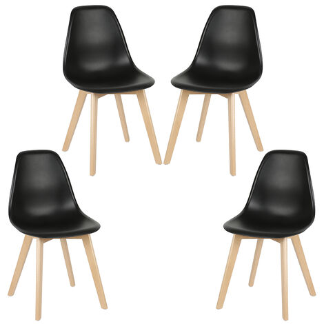 Chaise noire scandinave pieds bois - Ella Référence : CD_Ch52B-02