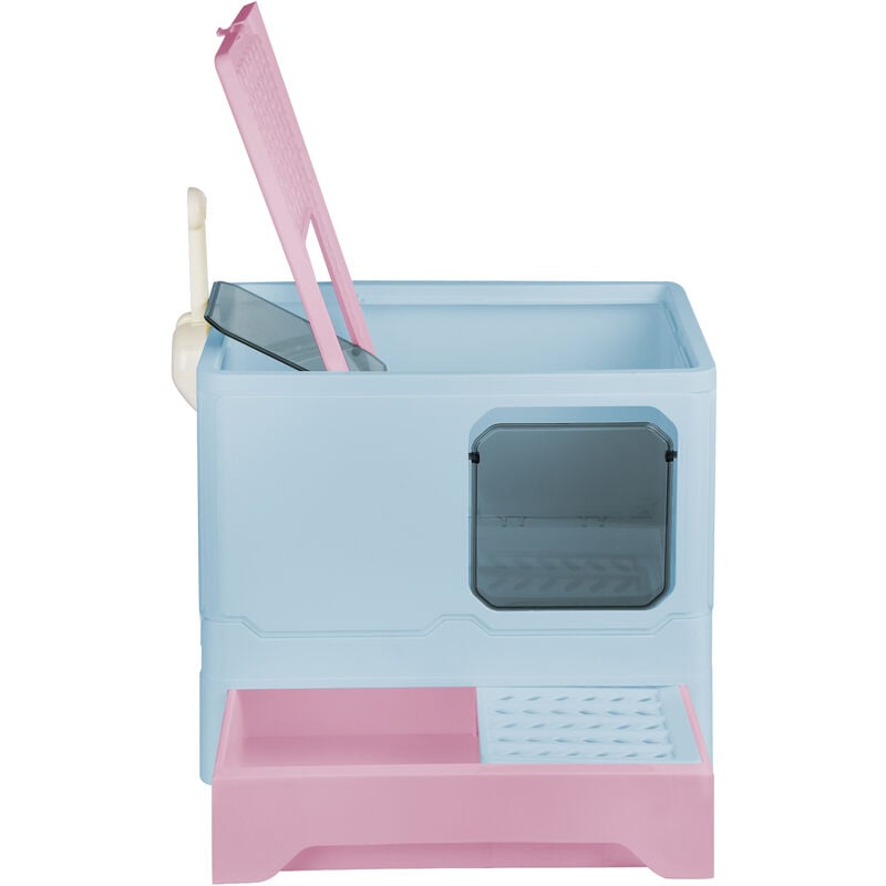 Bac à litière pour chat avec tiroir avec pelle à litière 45x35x38 cm Litière et bac à litière Bac et maison de toilette pour chat bleu - Sifree