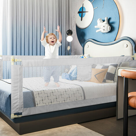 Sifree – Barrière de lit enfant 180 cm – Hauteur réglable 70-100 cm – Protection contre les chutes – Tissu Oxford durable – Montage facile