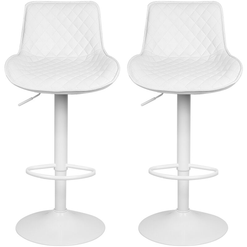 Sifree - Chaise de bar 2cps Chaise haute Hauteur réglable 83-103cm pu Motif diamant (blanc)