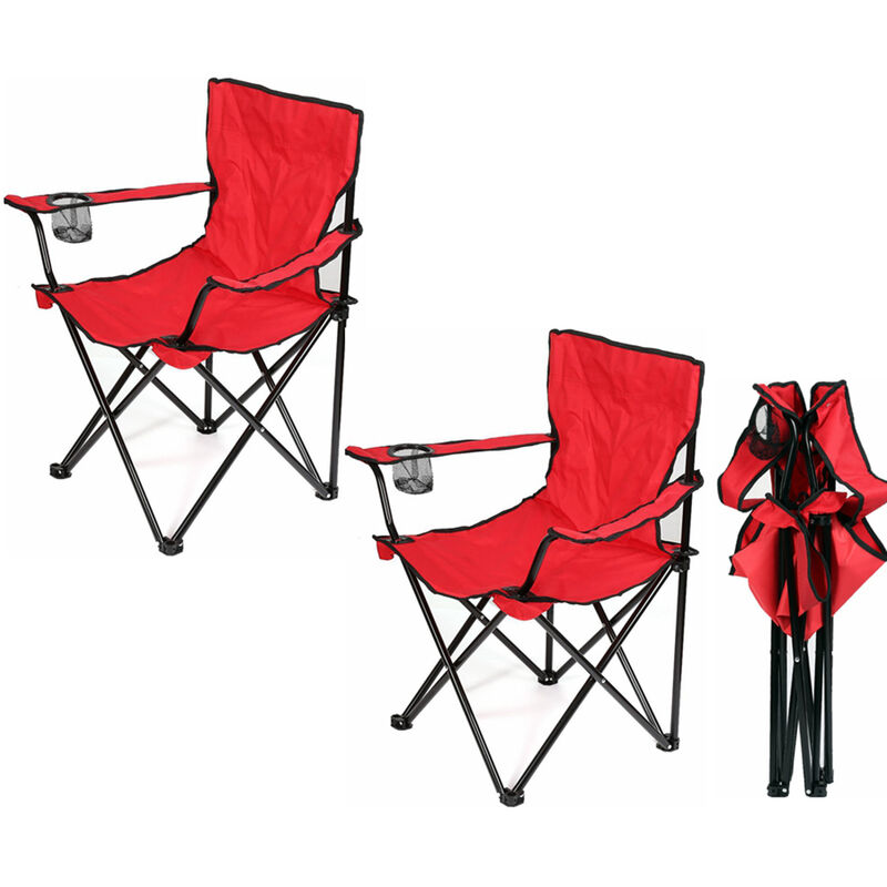Sifree - Chaise de camping pliante en acier 50 x 50 x 80 cm - Chaise portable et légère avec porte-gobelet - Sac de transport inclus - pour