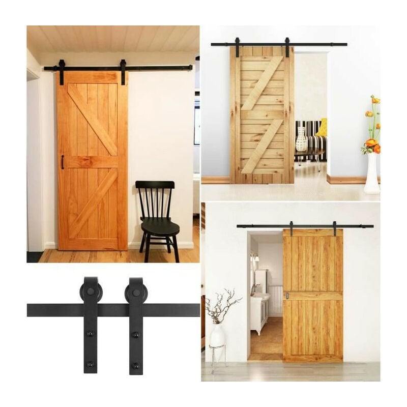 200cm Porte placard coulissante, Porte Coulissante, Rail porte coulissante, Roulette porte coulissante, Rail pour Système de Quincaillerie - Sifree