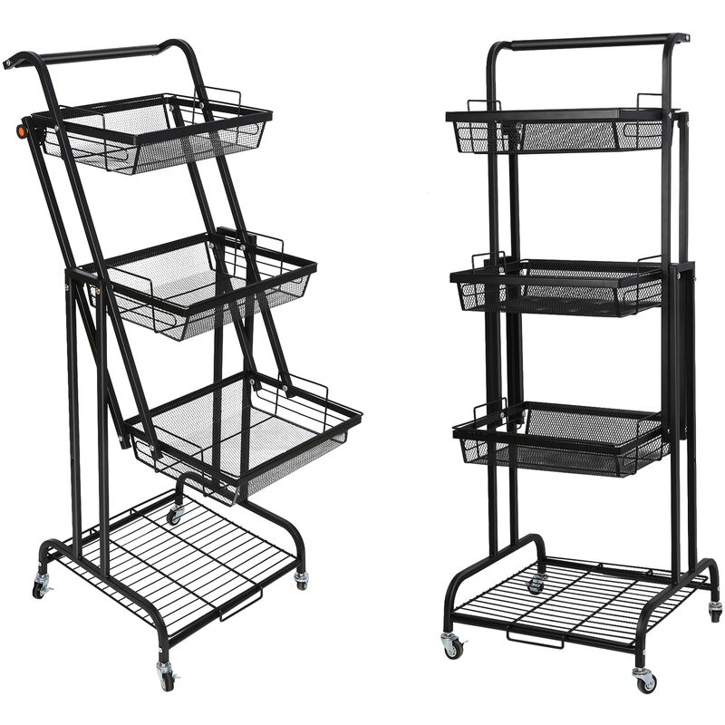 SiFree® Range Legumes à 4 Etages Chariot de Stockage, Paniers en Fil Métallique avec Roues, Chariot de Fruits et Légumes, Corbeille a Fruit, Bacs de