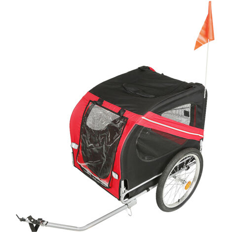 SiFree® Remorque vélo pour chien,Remorque de vélo pour chiens, avec Attache et Ceinture de sécurité,1377390cm Rouge,